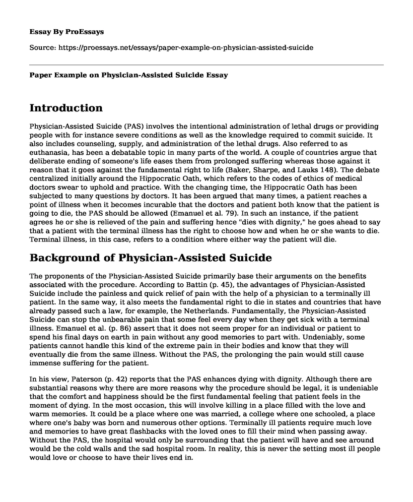 Paper Example on Physician-Assisted Suicide