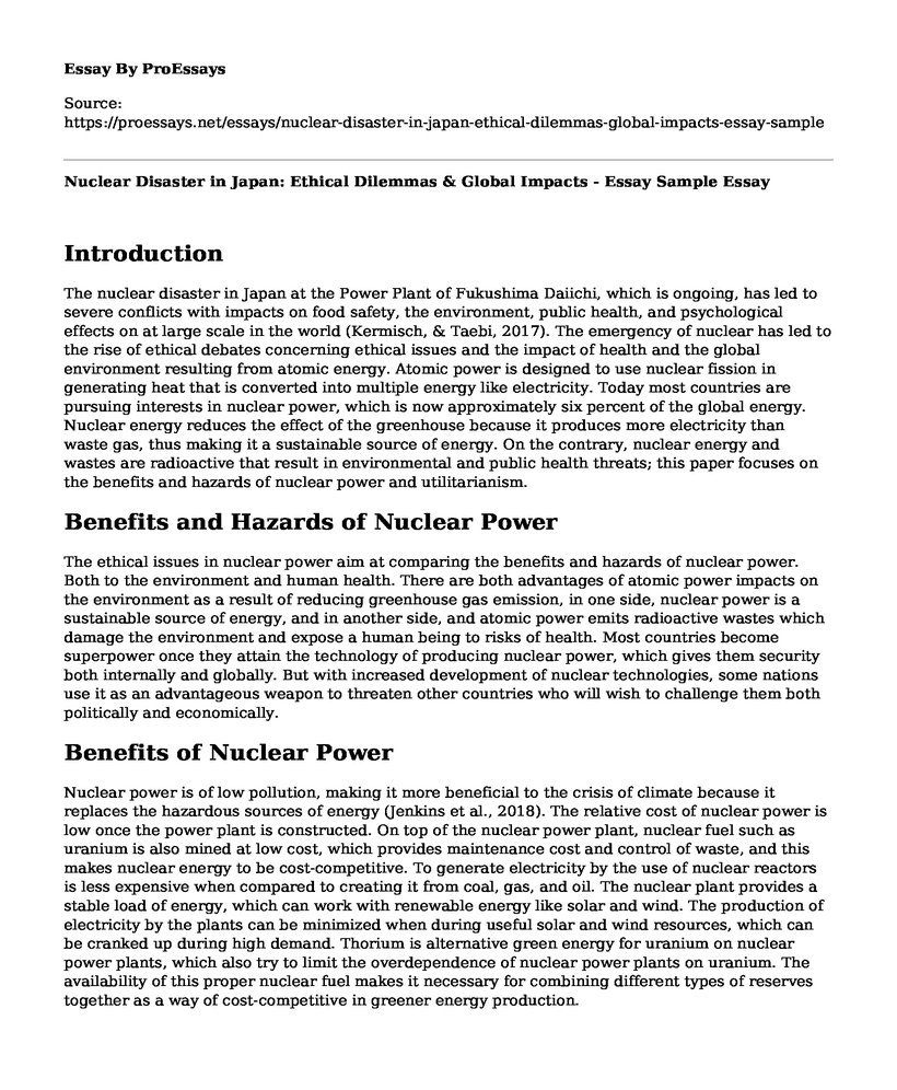 Nuclear Disaster in Japan: Ethical Dilemmas & Global Impacts - Essay Sample