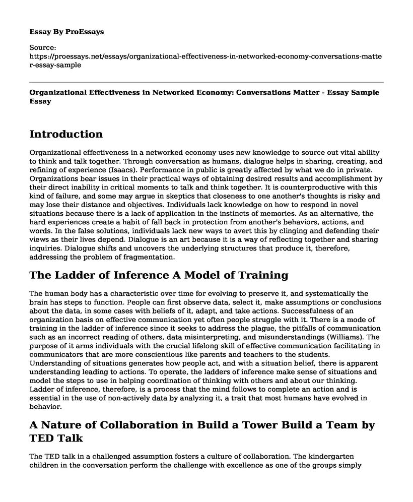 Organizational Effectiveness in Networked Economy: Conversations Matter - Essay Sample