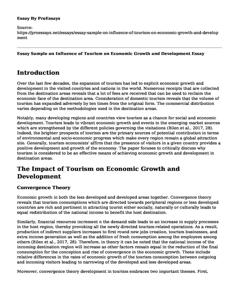 Essay Sample on Influence of Tourism on Economic Growth and Development