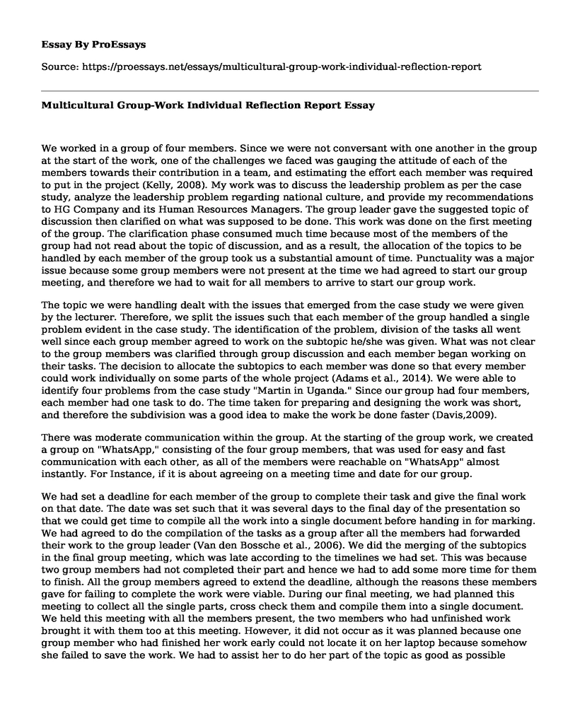reflection essay about group work