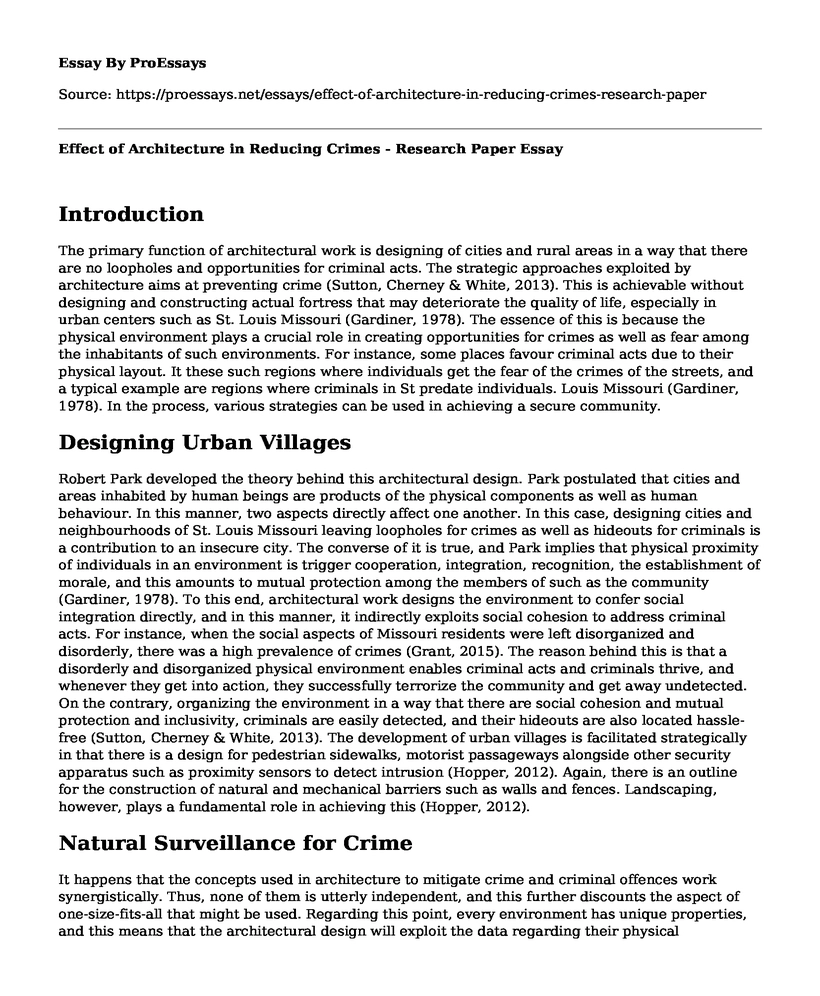 Effect of Architecture in Reducing Crimes - Research Paper