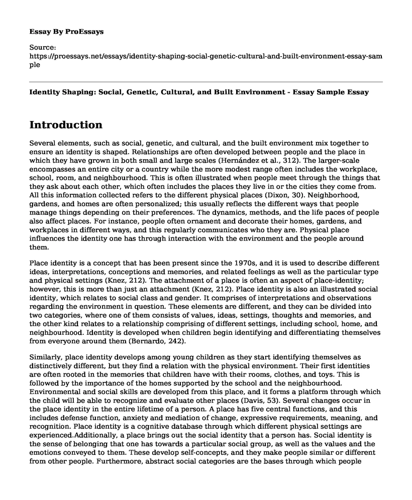 Identity Shaping: Social, Genetic, Cultural, and Built Environment - Essay Sample