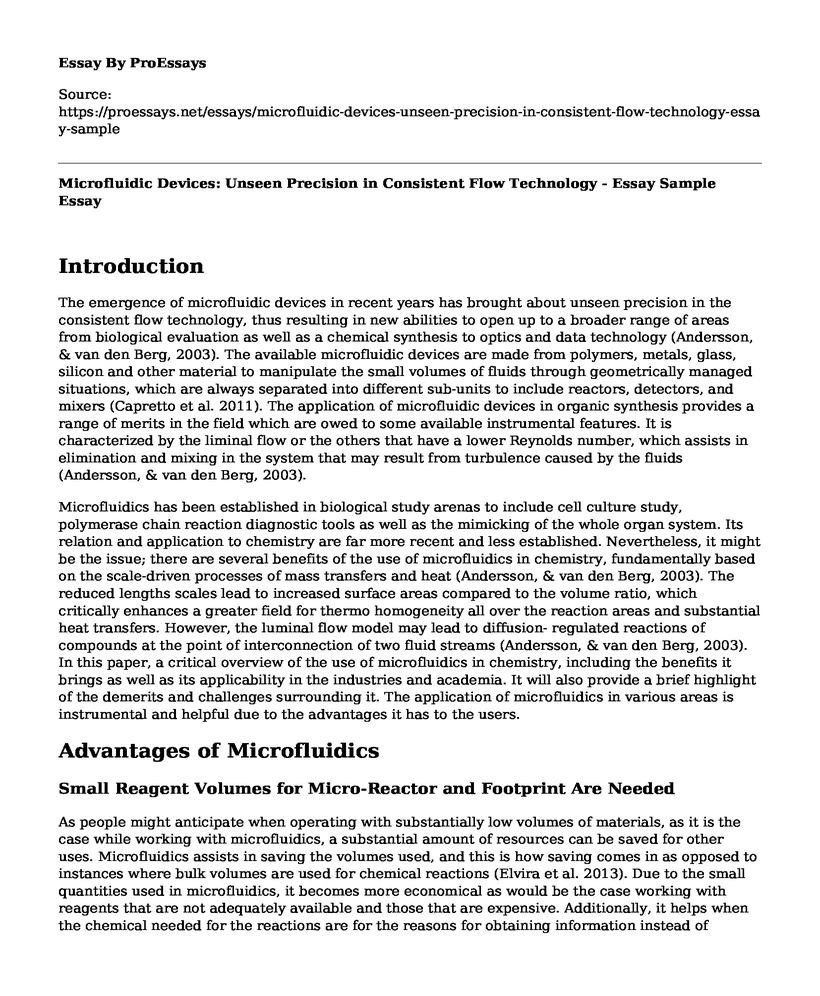 Microfluidic Devices: Unseen Precision in Consistent Flow Technology - Essay Sample