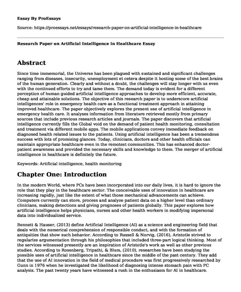 Research Paper on Artificial Intelligence in Healthcare 