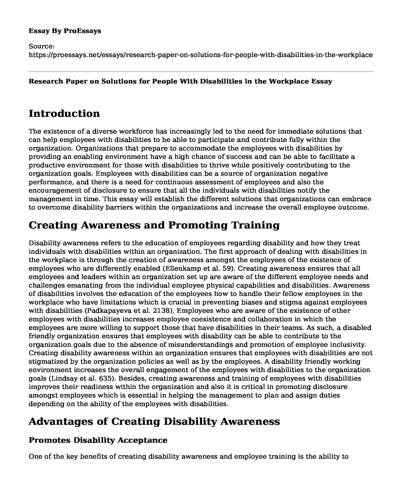 Research Paper on Solutions for People With Disabilities in the Workplace