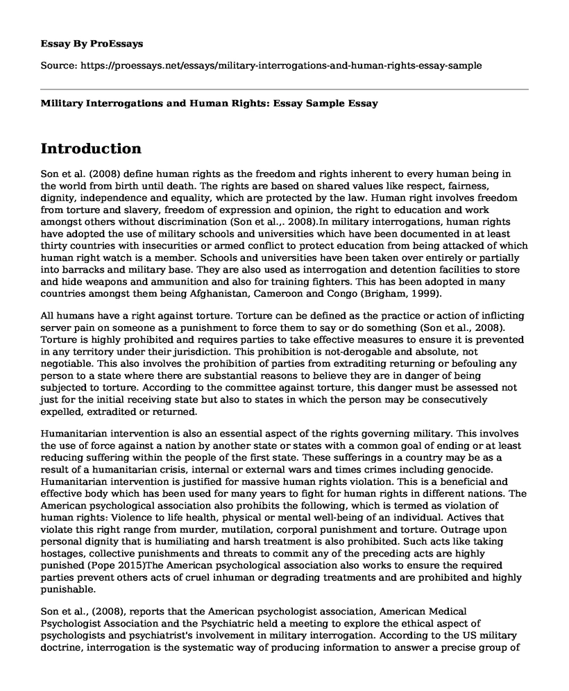 Military Interrogations and Human Rights: Essay Sample