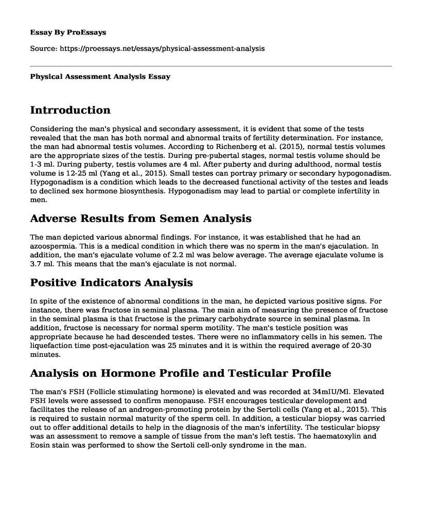 Physical Assessment Analysis