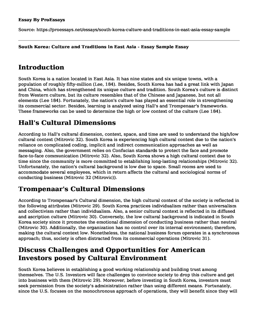 South Korea: Culture and Traditions in East Asia - Essay Sample