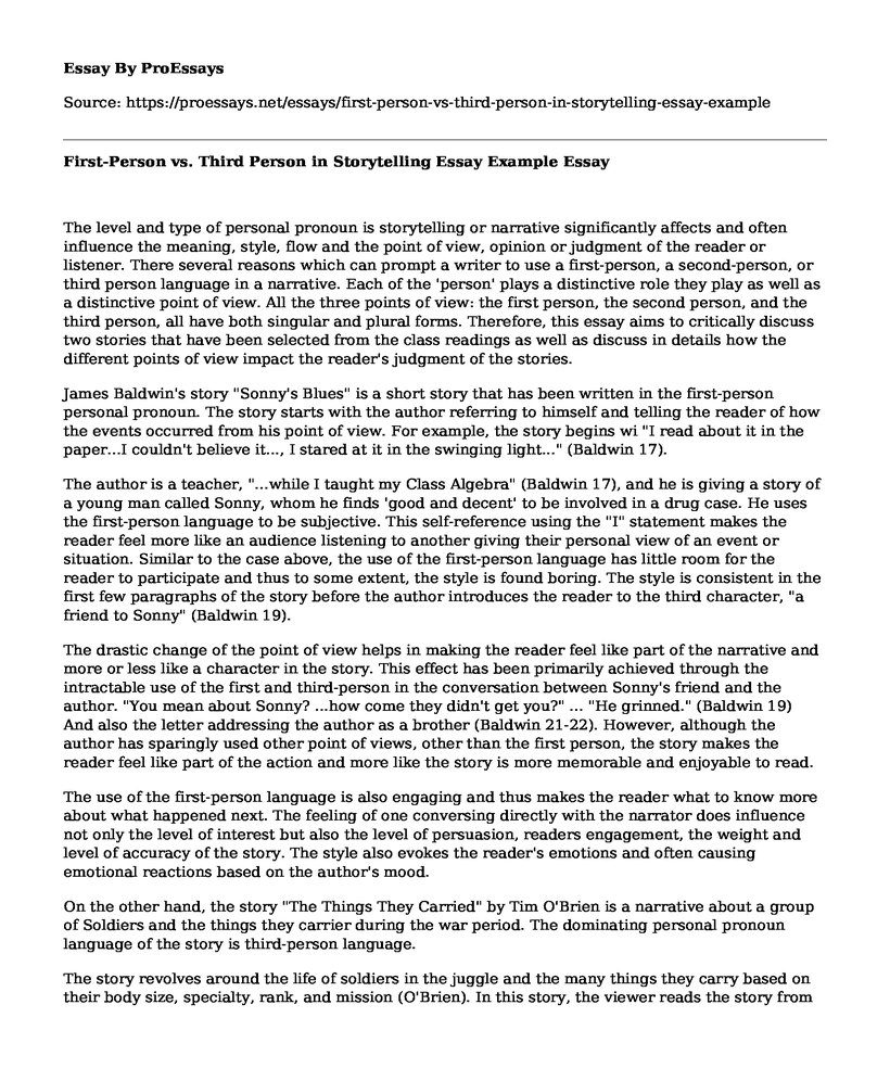  First Person Vs Third Person In Storytelling Essay Example Free 