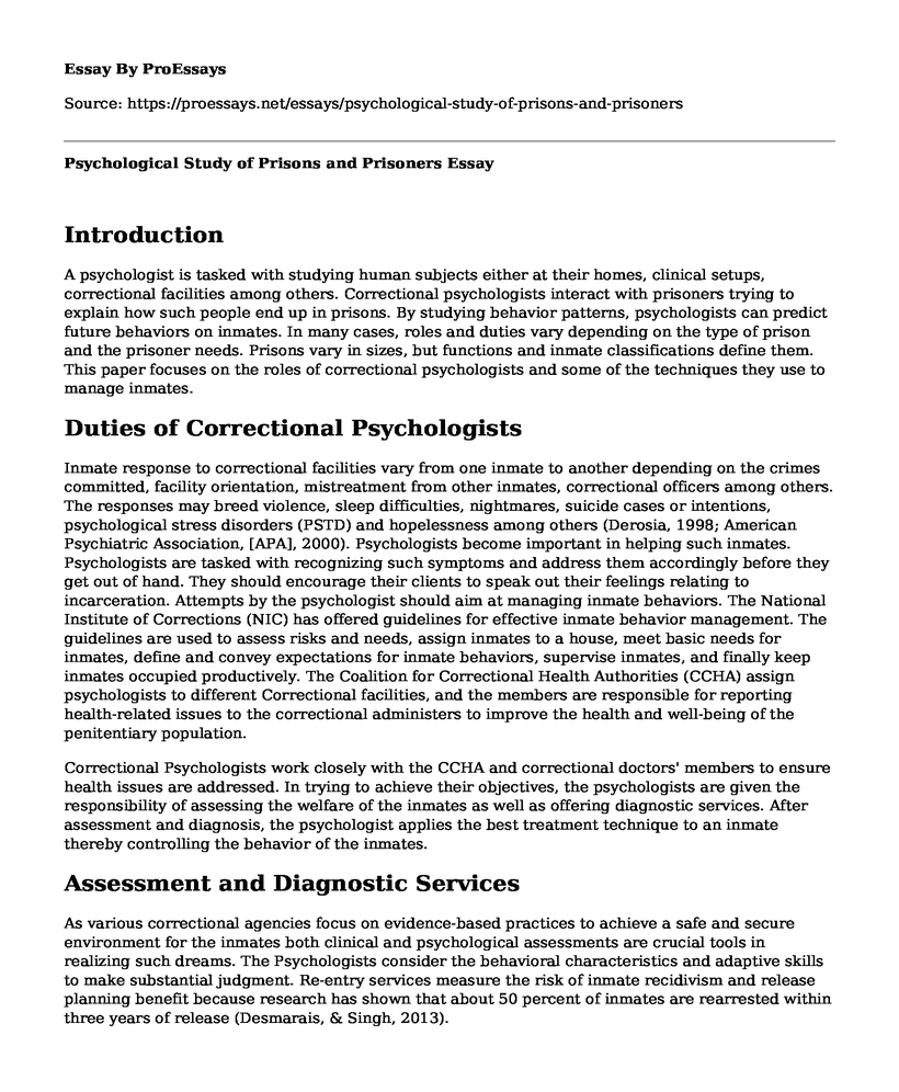 Psychological Study of Prisons and Prisoners