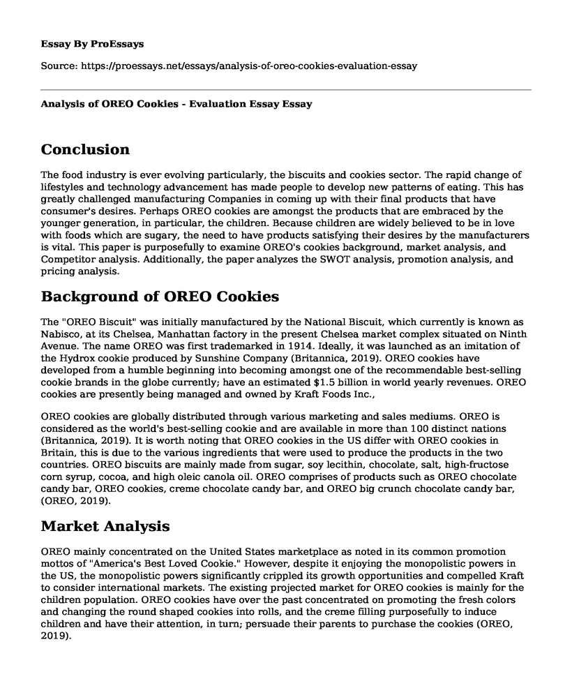 Analysis of OREO Cookies - Evaluation Essay