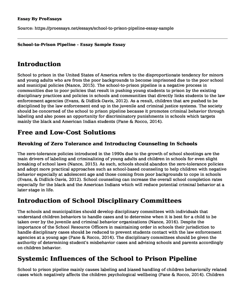 School-to-Prison Pipeline - Essay Sample