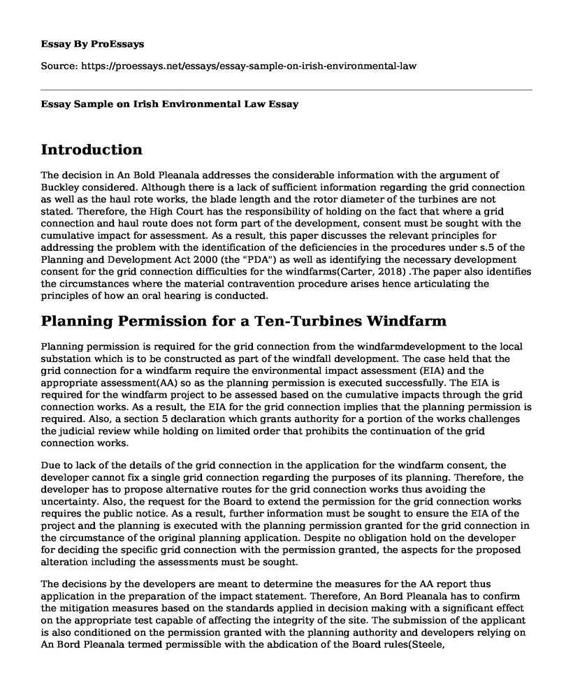 Essay Sample on Irish Environmental Law