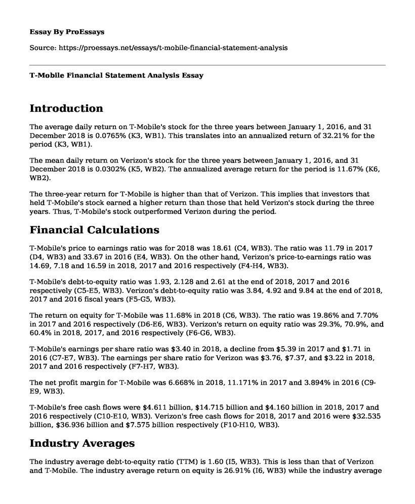 T-Mobile Financial Statement Analysis