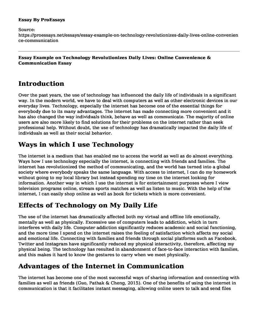Essay Example on Technology Revolutionizes Daily Lives: Online Convenience & Communication