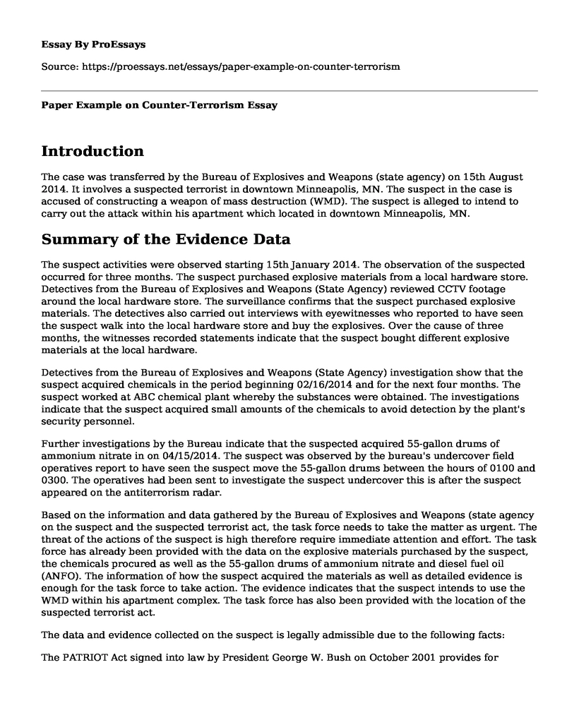 Paper Example on Counter-Terrorism
