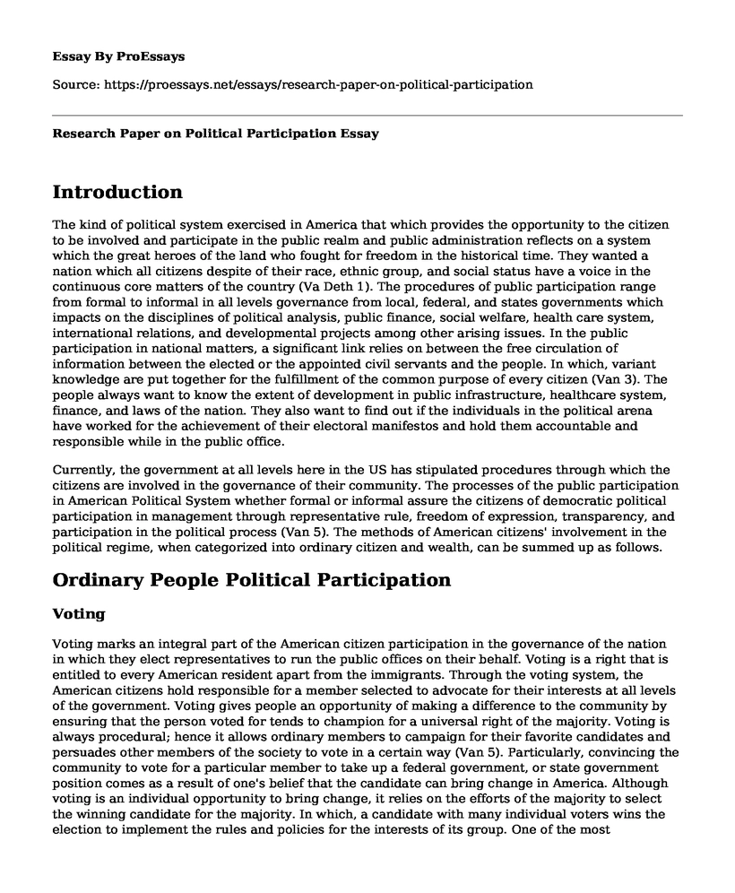  Research Paper on Political Participation