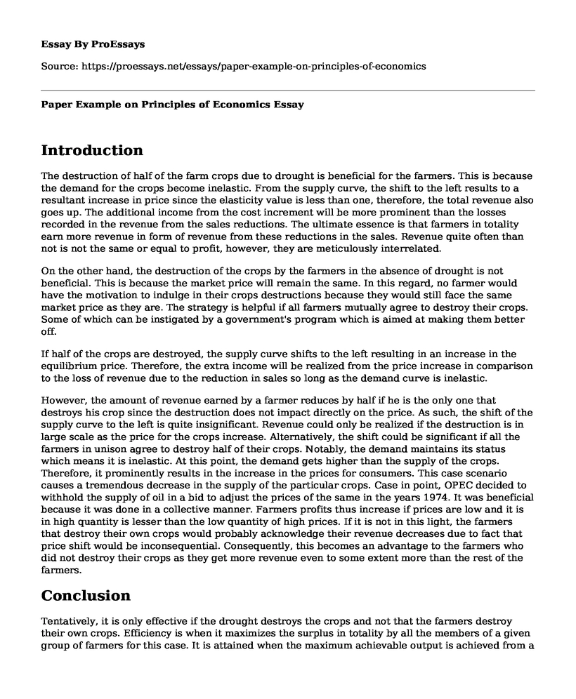 Paper Example on Principles of Economics