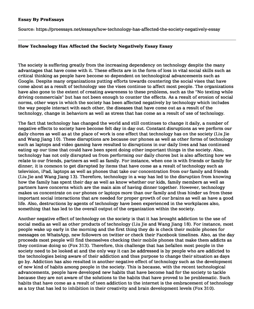 How Technology Has Affected the Society Negatively Essay