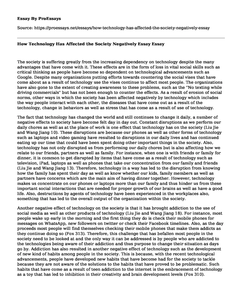 How Does Technology Affect Society Essay