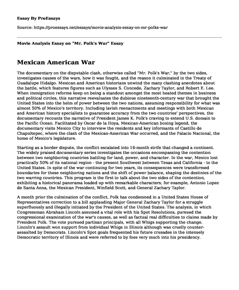 Movie Analysis Essay on "Mr. Polk's War"