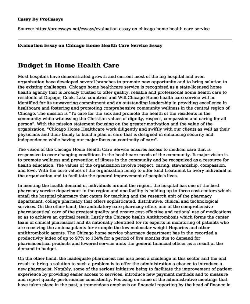 Evaluation Essay on Chicago Home Health Care Service
