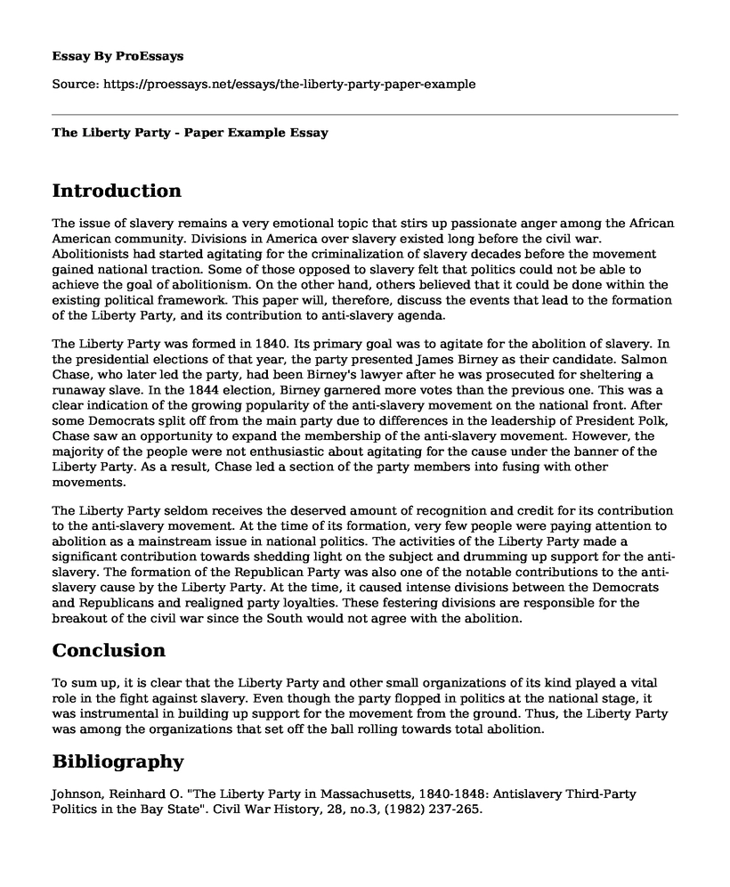 The Liberty Party - Paper Example