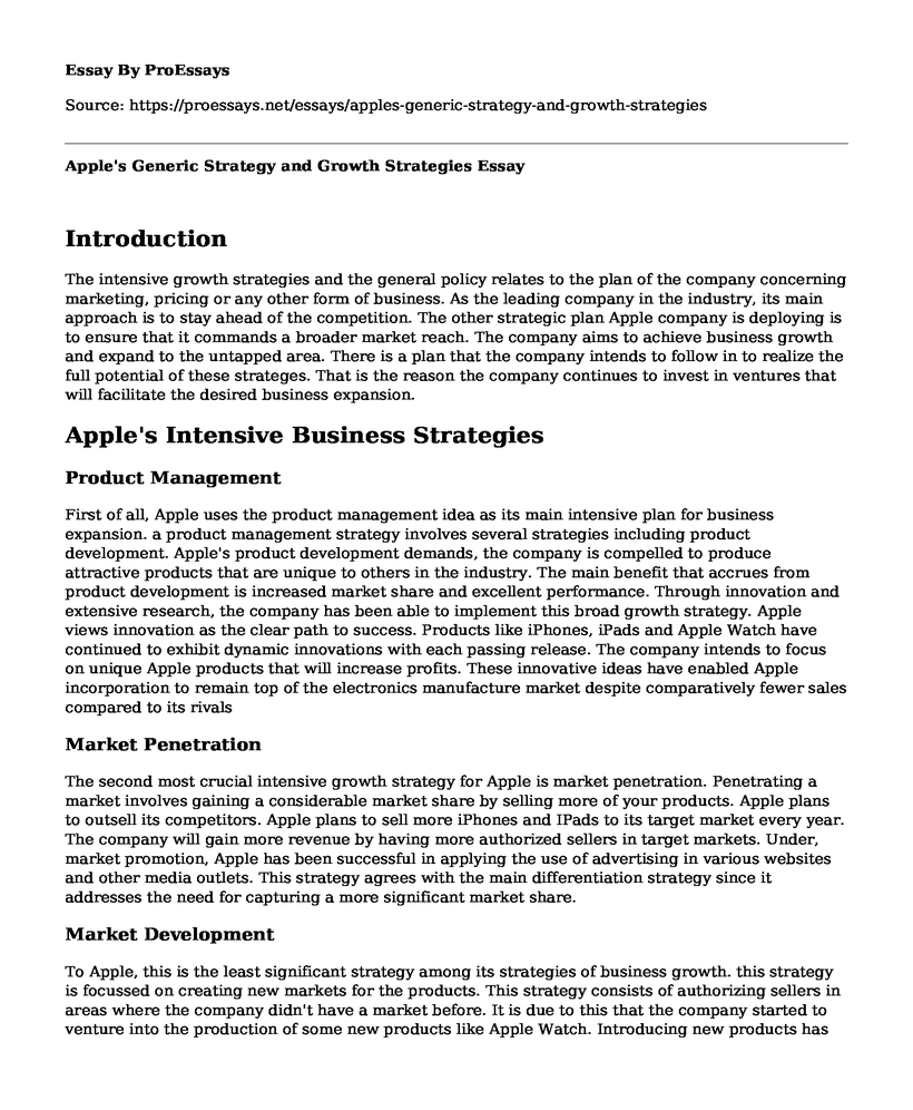 Apple's Generic Strategy and Growth Strategies