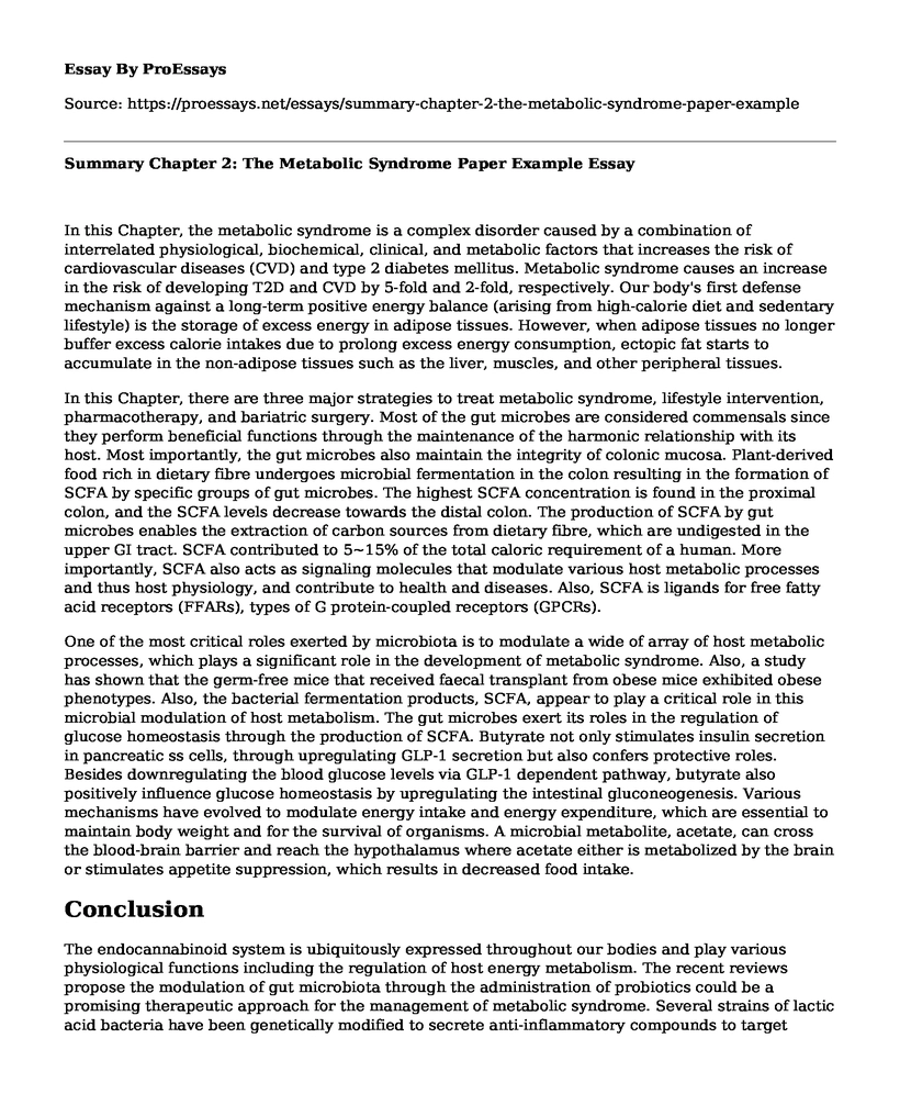 Summary Chapter 2: The Metabolic Syndrome Paper Example