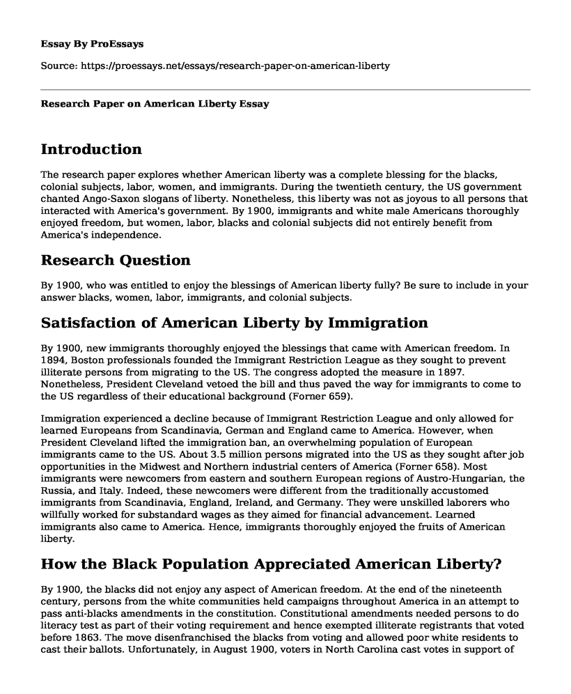 Research Paper on American Liberty