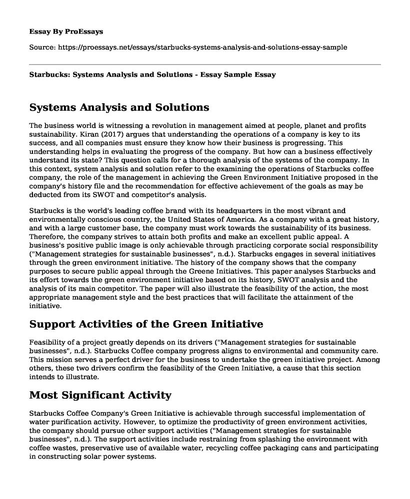 Starbucks: Systems Analysis and Solutions - Essay Sample