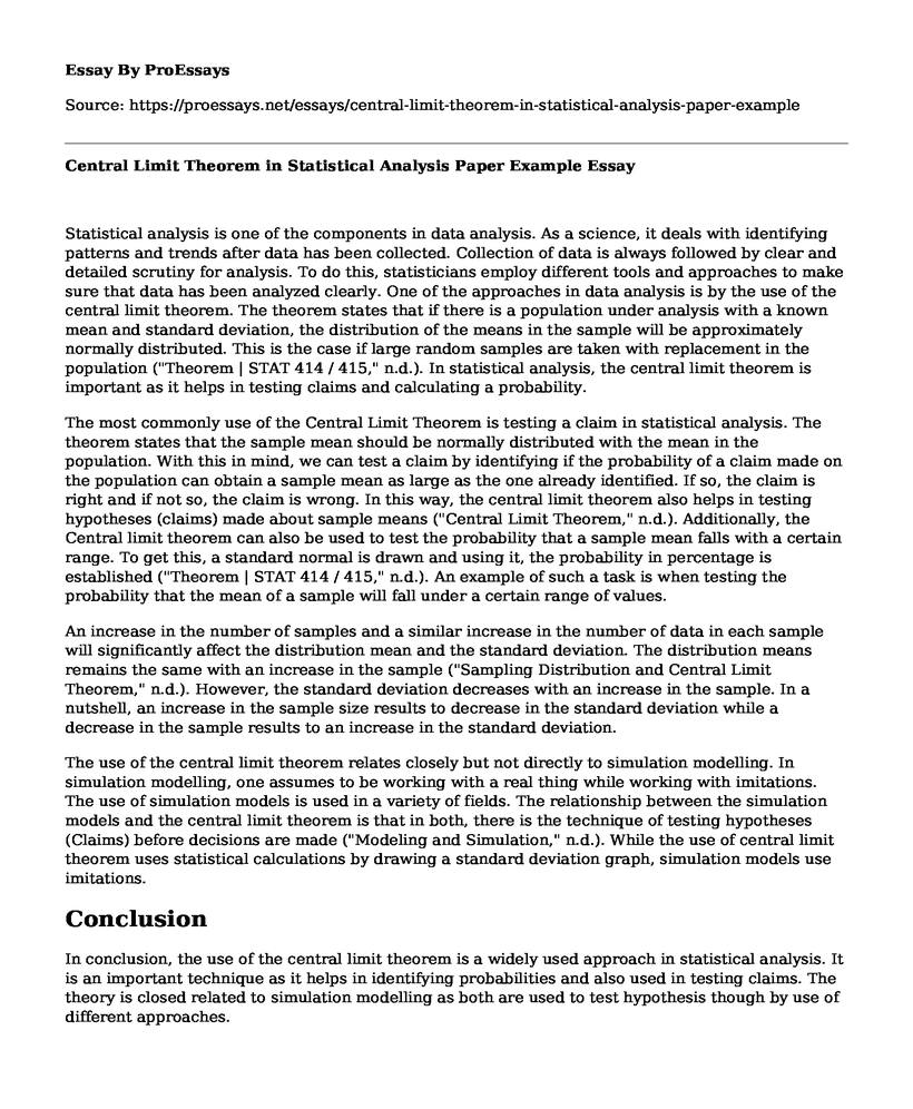  Central Limit Theorem In Statistical Analysis Paper Example Free 