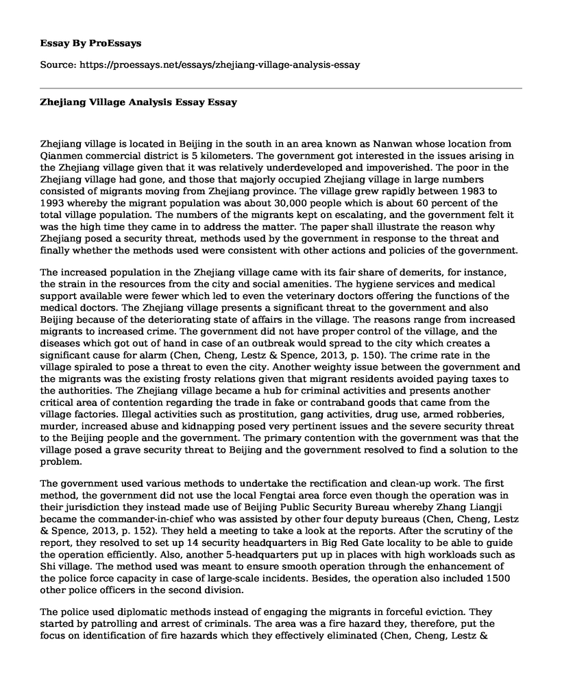 Zhejiang Village Analysis Essay