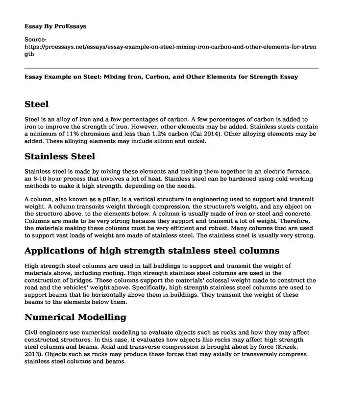 Essay Example on Steel: Mixing Iron, Carbon, and Other Elements for Strength