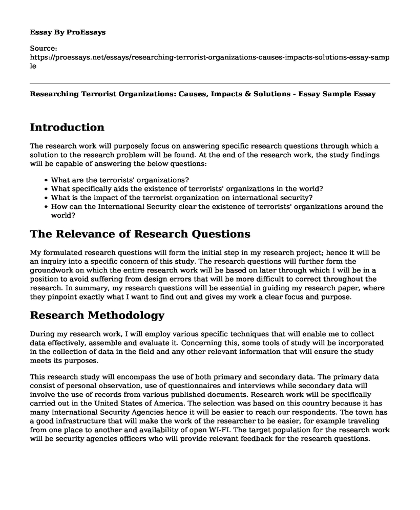 Researching Terrorist Organizations: Causes, Impacts & Solutions - Essay Sample