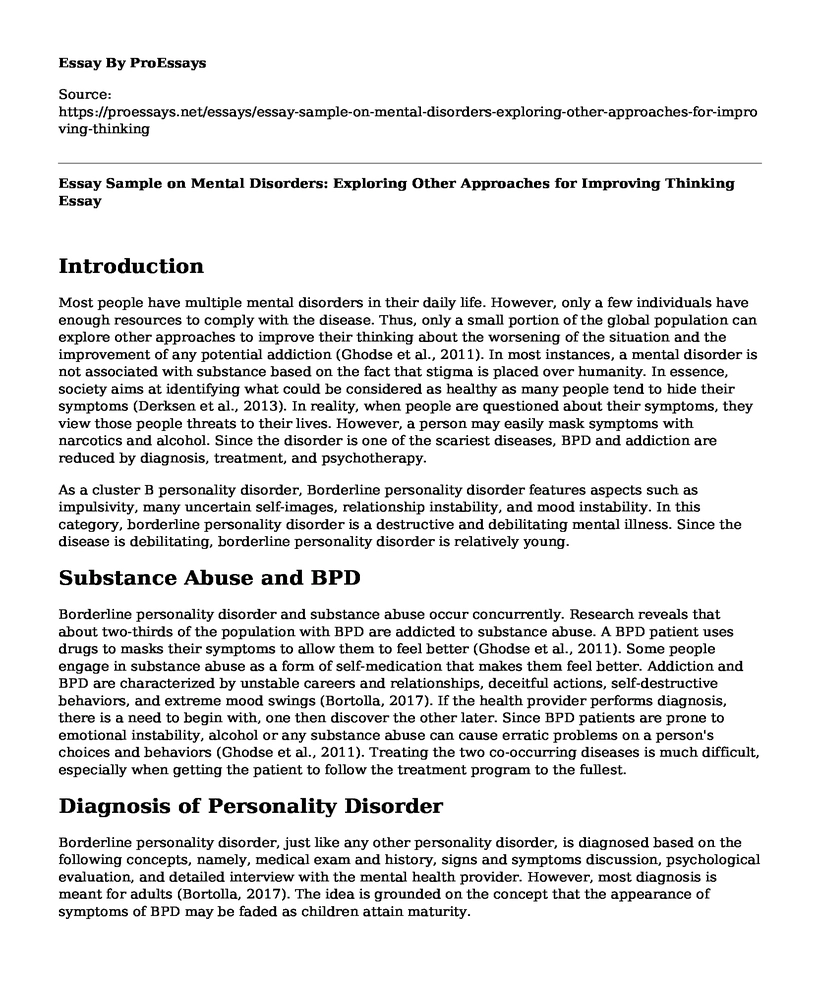 Essay Sample on Mental Disorders: Exploring Other Approaches for Improving Thinking