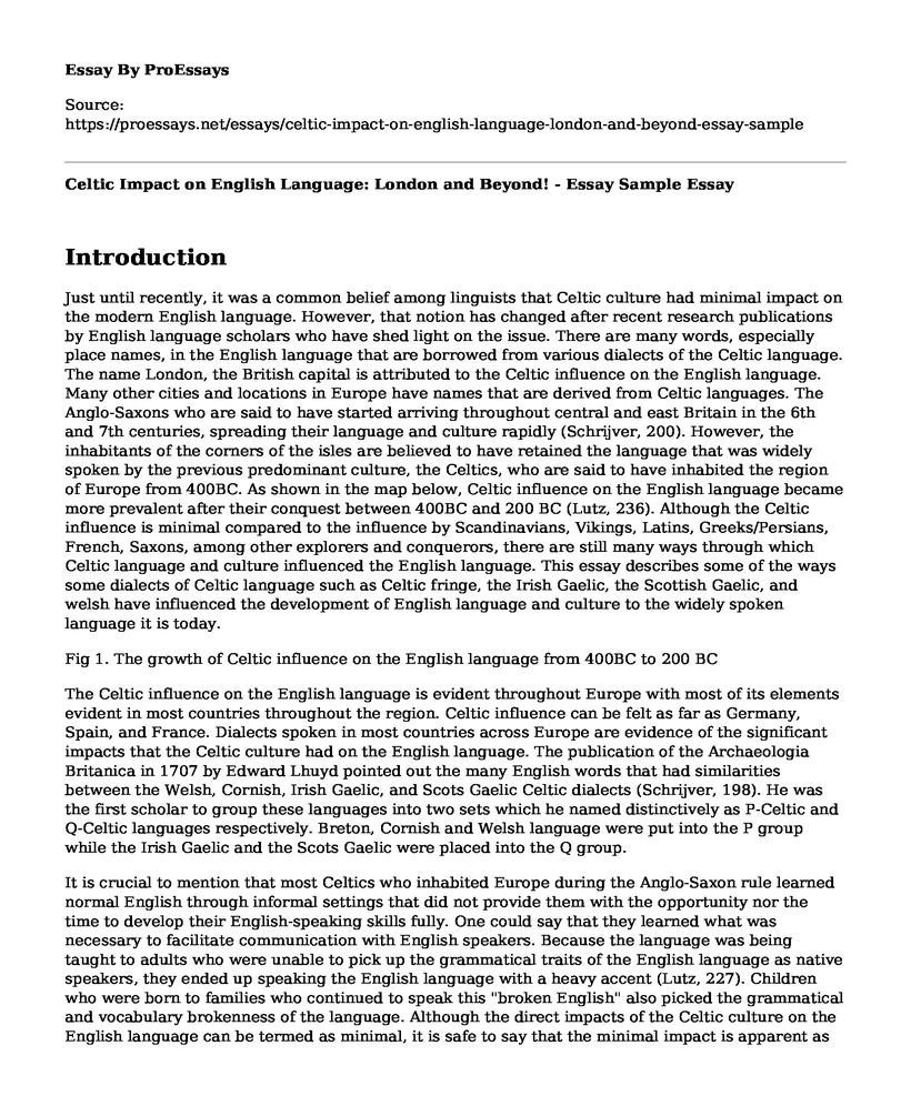 Celtic Impact on English Language: London and Beyond! - Essay Sample