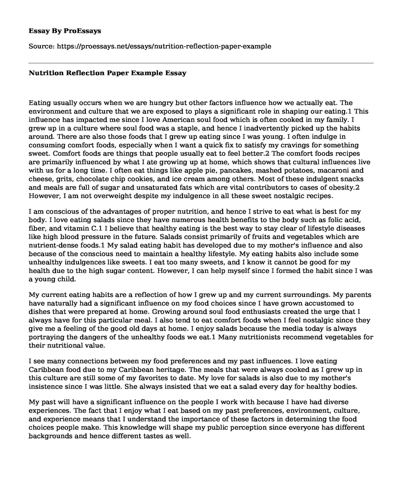  Nutrition Reflection Paper Example Free Essay Term Paper Example 