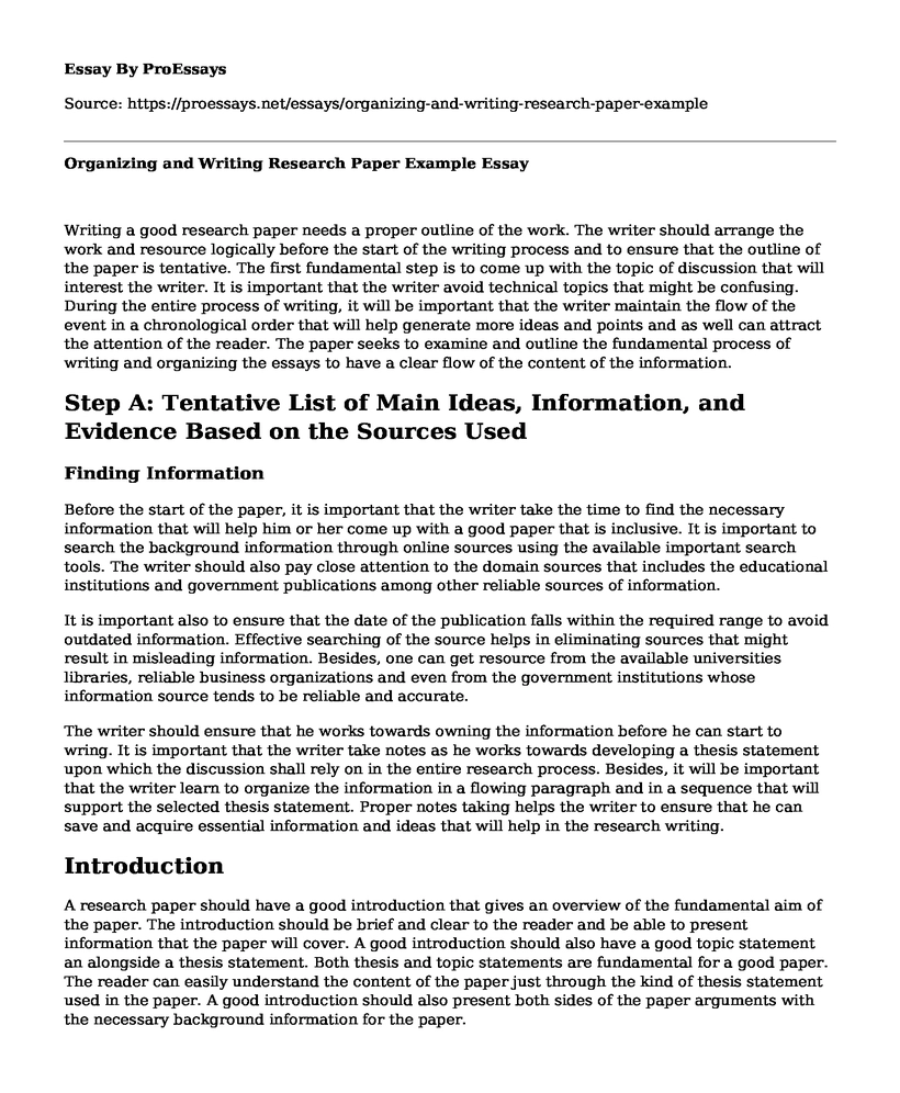  Organizing And Writing Research Paper Example Free Essay Term 