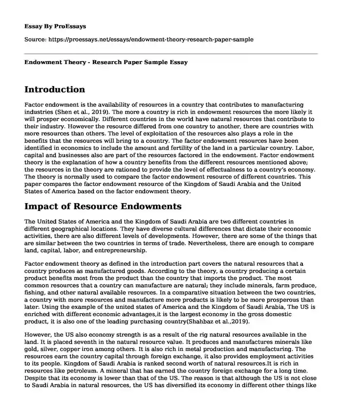 Endowment Theory - Research Paper Sample