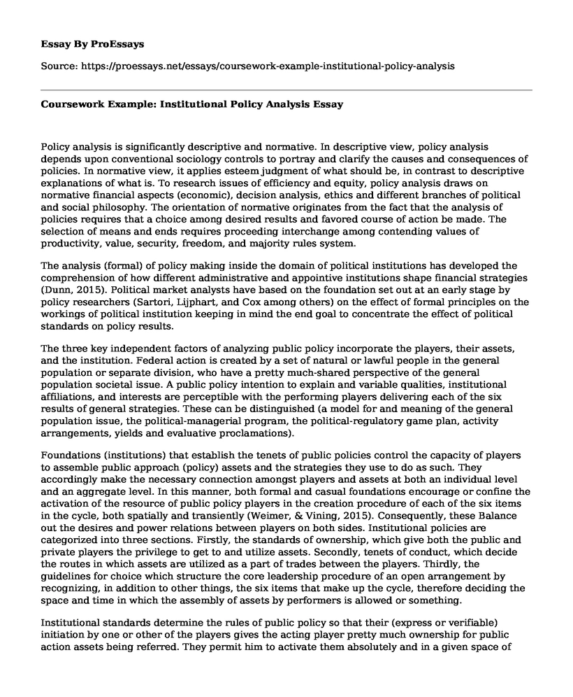 Coursework Example: Institutional Policy Analysis