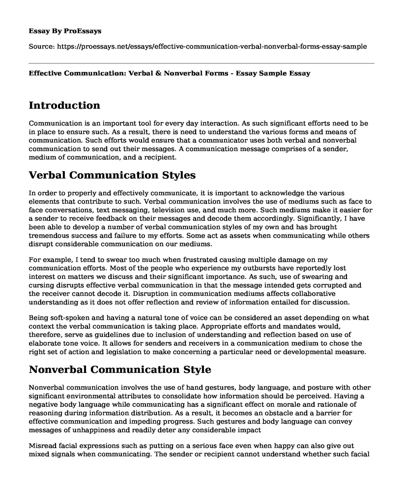 Effective Communication: Verbal & Nonverbal Forms - Essay Sample