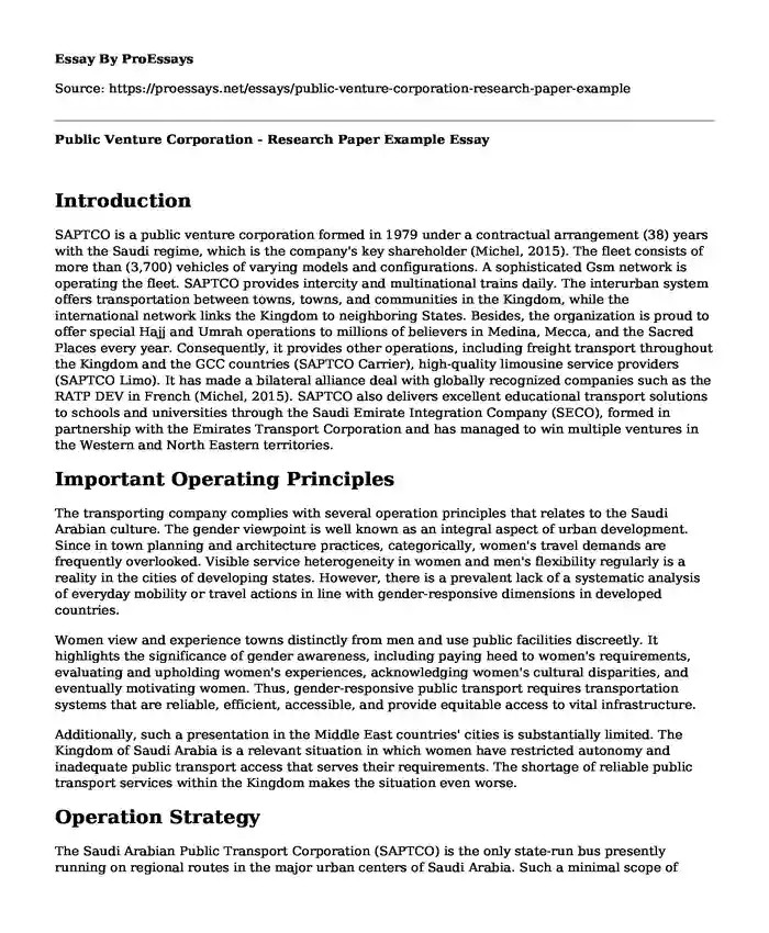 Public Venture Corporation - Research Paper Example