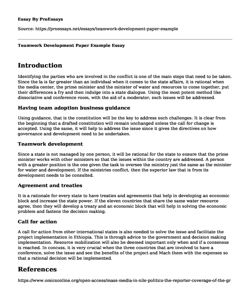 Teamwork Development Paper Example