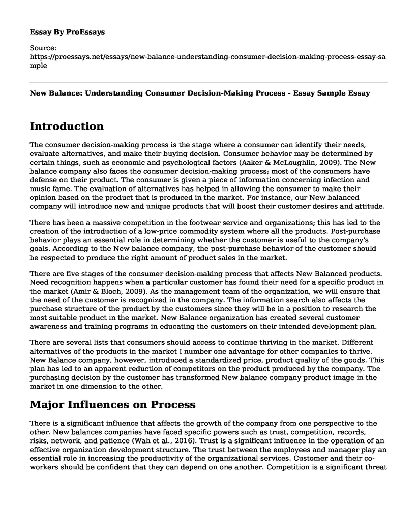 New Balance: Understanding Consumer Decision-Making Process - Essay Sample