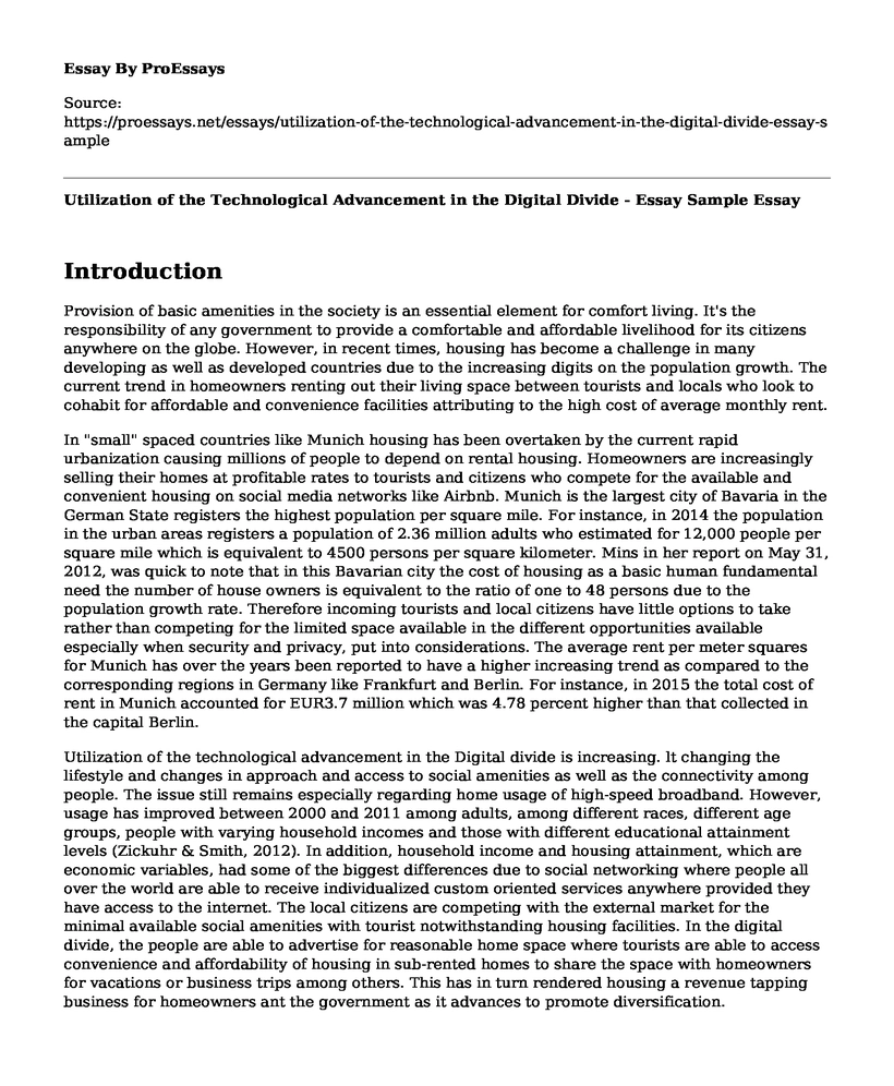 Utilization of the Technological Advancement in the Digital Divide - Essay Sample