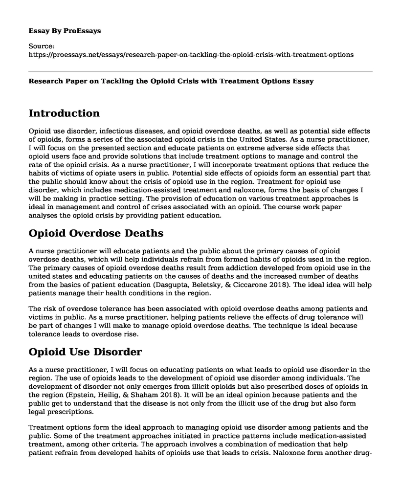 Research Paper on Tackling the Opioid Crisis with Treatment Options