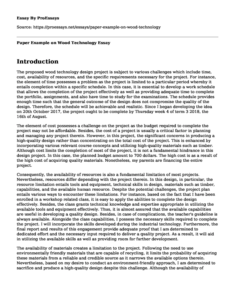 Paper Example on Wood Technology