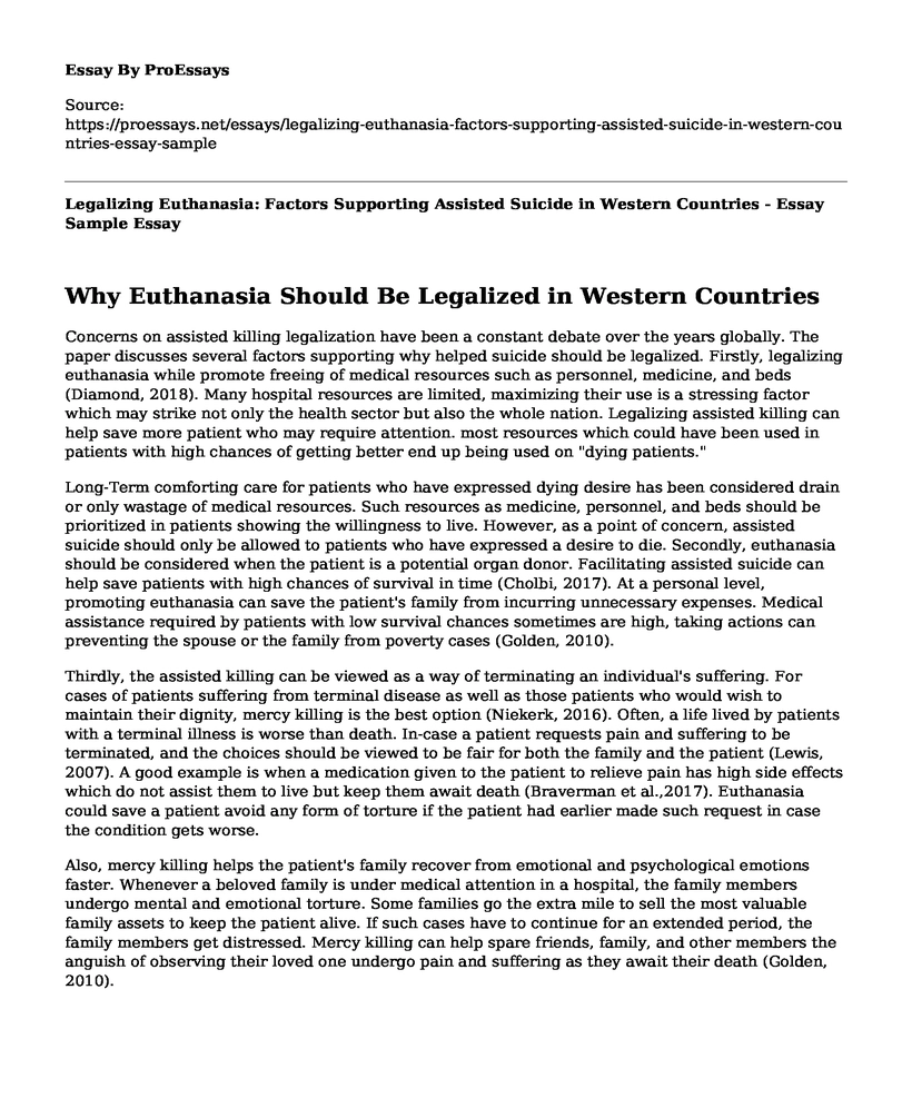 Legalizing Euthanasia: Factors Supporting Assisted Suicide in Western Countries - Essay Sample